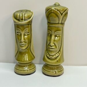 vtg duncan mold ceramic medieval replacement chess pieces king and queen green